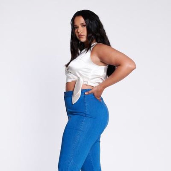 High Waist Split Flare Jeans-XL/1X - Picture 3 of 5
